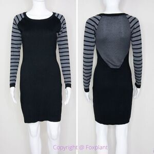 Tart black and grey‎ stripe bodycon sweater dress, size XS